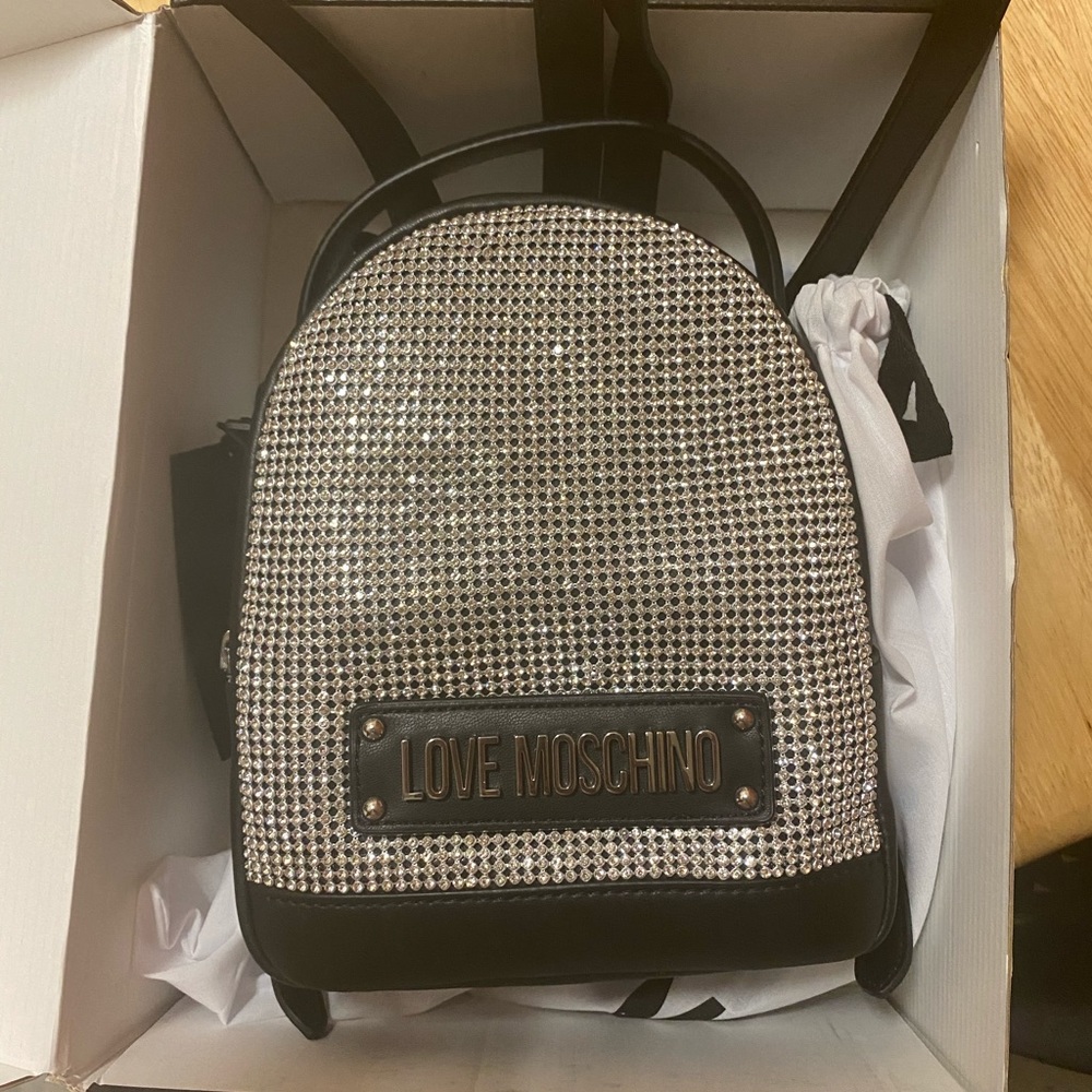 Moschino diamond studded back pack